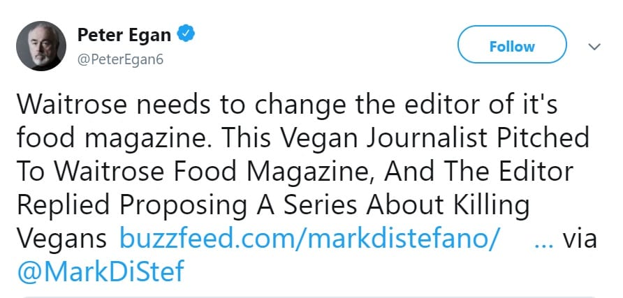 Outrage after Waitrose food editor’s rant about “killing vegans” and “force-feeding them meat”