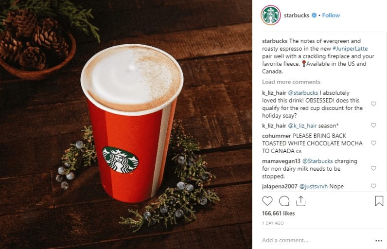 Starbucks Launches Super-Christmassy Juniper Latte – And It Can Be Vegan