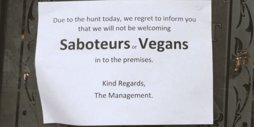 Outrage As Pub Bans Vegans During Boxing Day Hunt Protests
