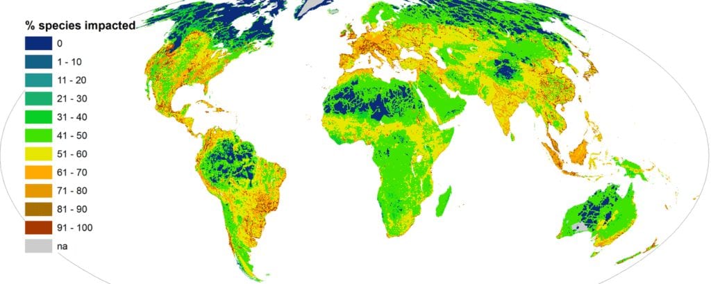Report- maps show how 1,200 species are ‘almost certainly’ doomed to extinction