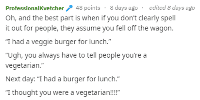 Vegan Shares Infuriating Conversation With Meat Eater That Every Vegan Can Relate To