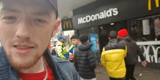 McDonald’s customers confront vegan activist and munch burgers in his face
