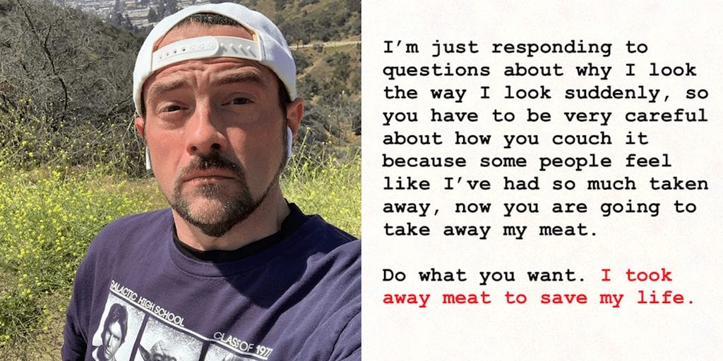 Kevin Smith dismisses anti-vegan trolls I took away meat to save my life