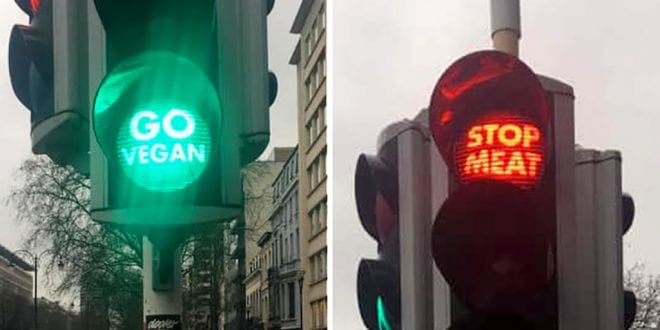 Traffic lights in Berlin tell drivers to go vegan