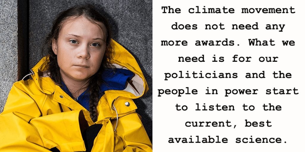 Greta Thunberg rejects environmental prize because The climate doesn't need awards