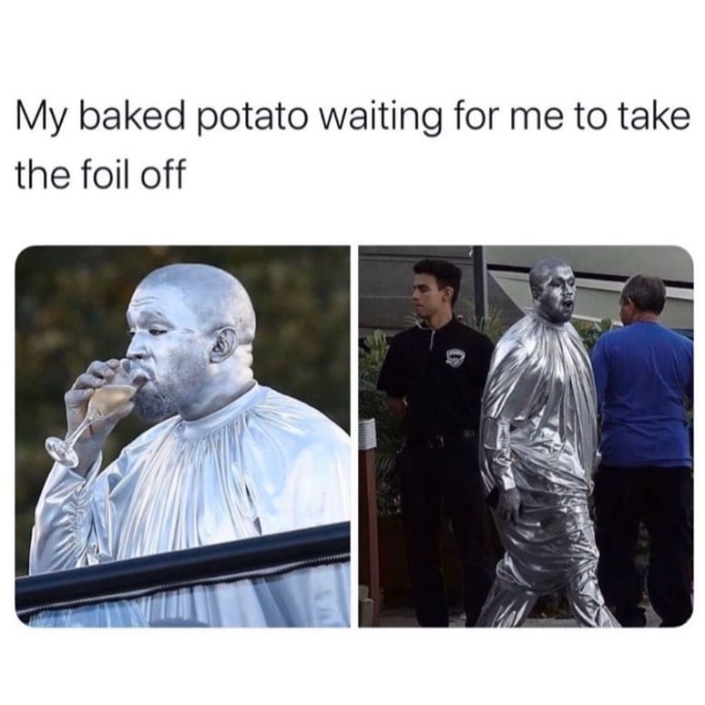 My baked potato waiting for me to take the foil off