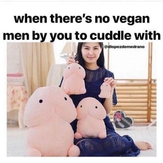 When there's no vegan men by you to cuddle with
