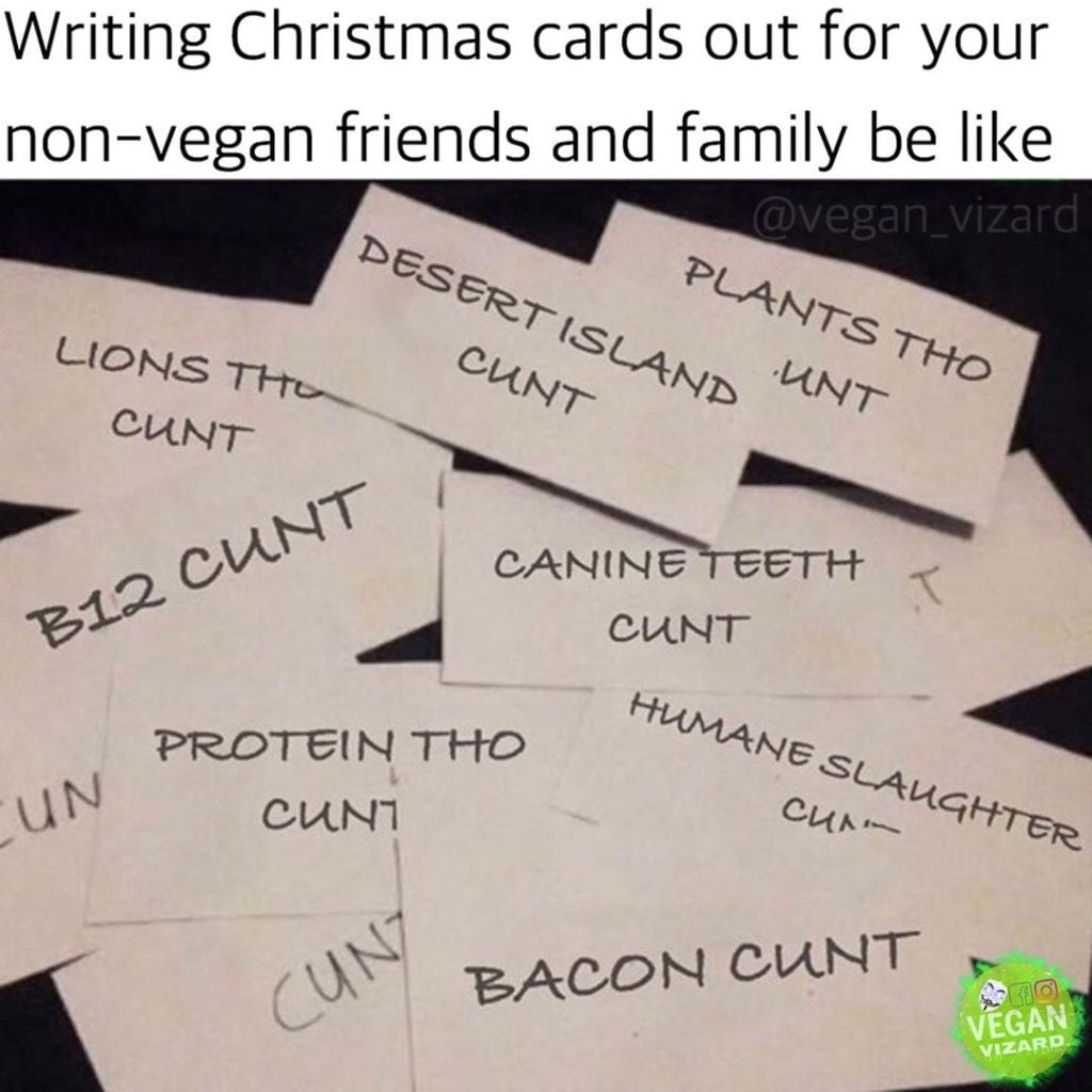 Writing Christmas cards out for non-vegans