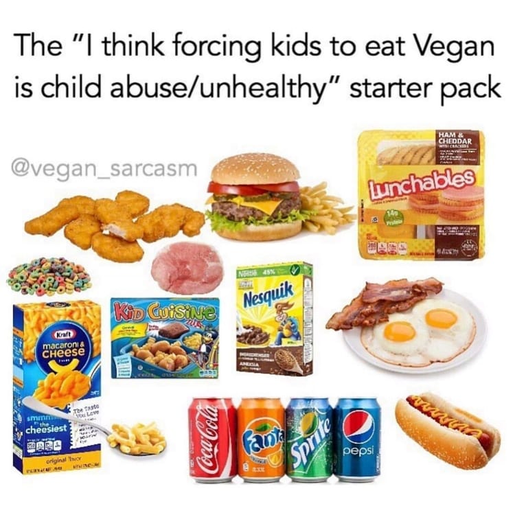 I think forcing kids to eat Vegan is Child Abuse-unhealthy starter pack