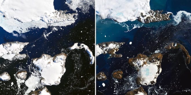 Shocking NASA images reveal huge ponds of melted ice from Antarctica’s ‘hottest days on record’