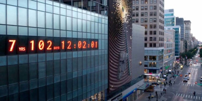 New York's giant clock counting down the time remaining for a climate meltdown