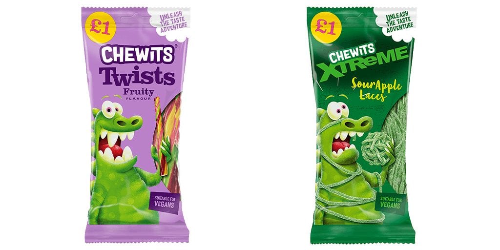 UK's no 1 chew stick brand just launched vegan Chewits laces range