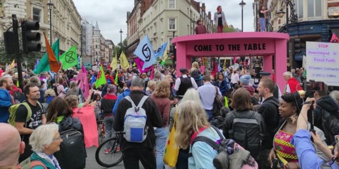 Demonstrators block busy junction in central London to kick off protests 'targeting root cause of climate crisis'