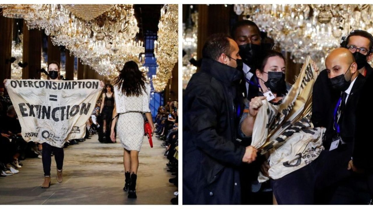 Climate activists storm Louis Vuitton catwalk