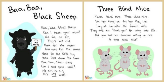 Baa Baa Black Sheep and Three Blind Mice get a vegan makeover