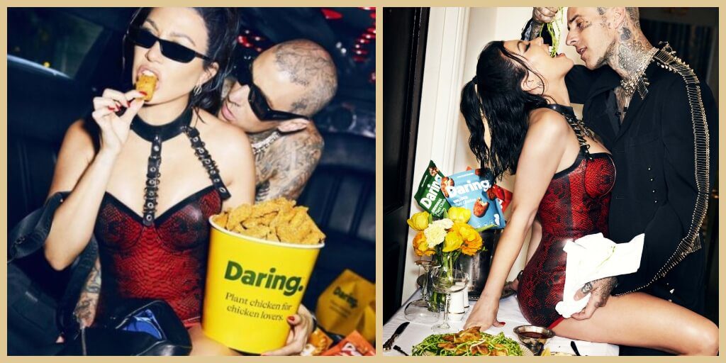 Kourtney Kardashian and Travis Barker star in new seductive campaign for vegan chicken brand